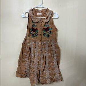 Odd Molly Tan Dress with White Embroidery